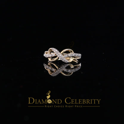 DiamondCelebritees Real Diamond 0.15 CT Womens Sterling Silver Yellow Infinity Engagement Ring SZ 7