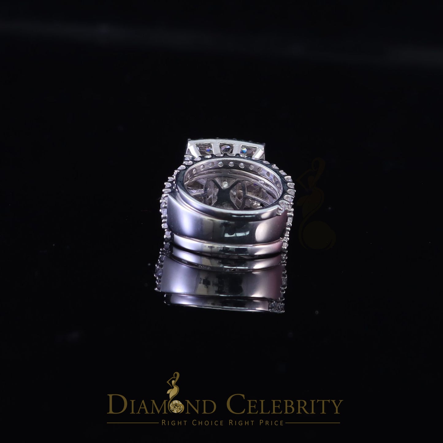 DiamondCelebritees 925 Sterling White Silver Round Cubic Zirconia Luxury Bridal Set Ring Size 8