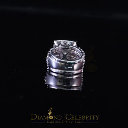 DiamondCelebritees 925 Sterling White Silver Round Cubic Zirconia Luxury Bridal Set Ring Size 8