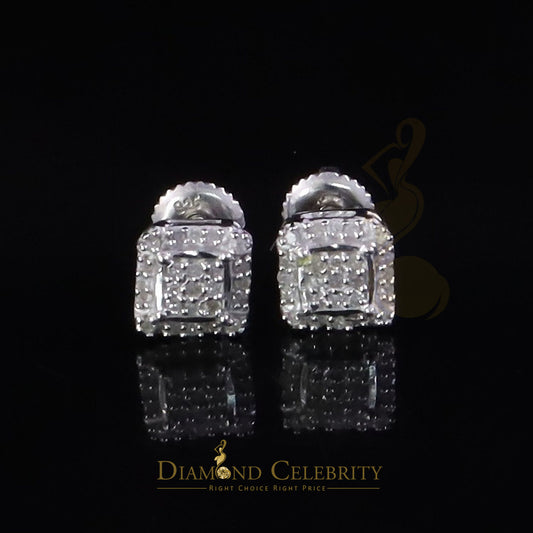 DiamondCelebritees 0.10ct Diamond 925 Sterling Silver White Square Earring For Men's / Women's