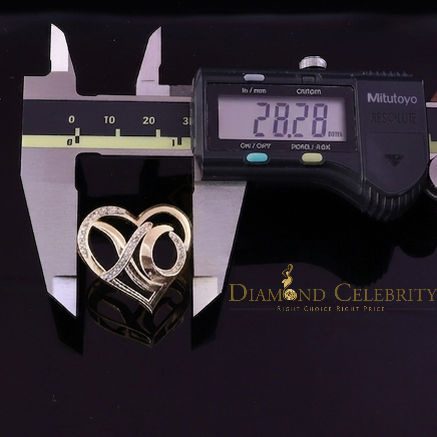DiamondCelebritees  0.10ct Real Diamond Valentine Special "HEART" Pendant 925 Sterling Silver Yellow