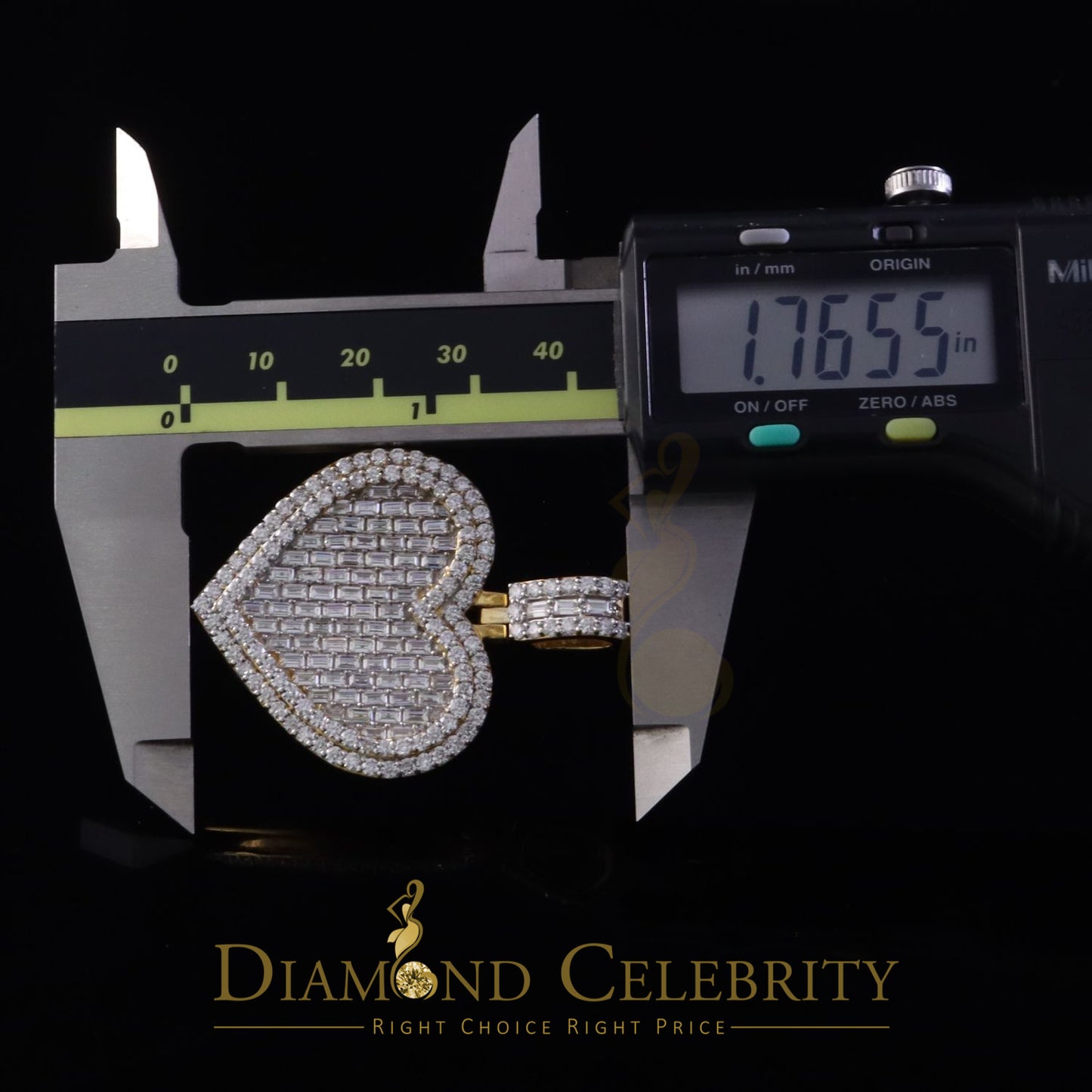 Diamondcelebritees Baguette Heart Pendant for Women's 7.50ct VVS D Clr Moissanite 925Yellow Silver