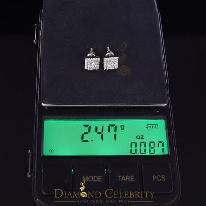 DiamondCelebritees  925 White Sterling Silver 0.74ct Cubic Zirconia Square Women's Stud Earrings