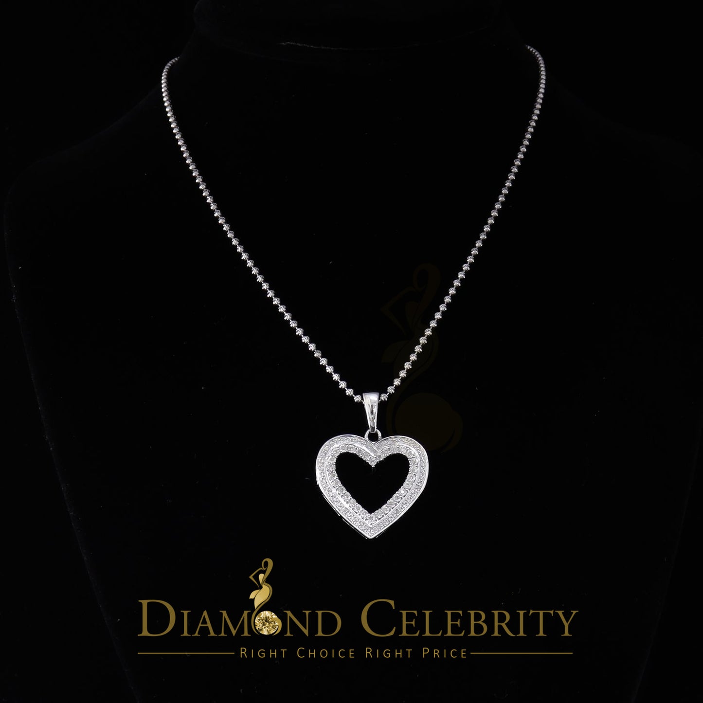 DiamondCelebritees  Real 0.10ct Diamond Sterling Silver HEART White Charm Fashion Necklace Pendant