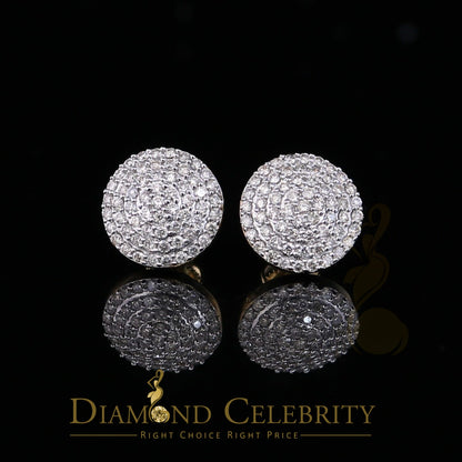 DiamondCelebritees 10K Real Yellow Gold Real Diamond 1.25CT Men's/Women's Stud Round Earring