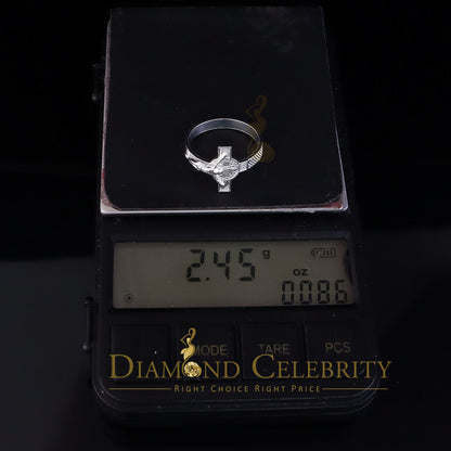 DiamondCelebritees Benito White 925 Sterling Silver St Benedict Religious Cross Women's Ring SZ 9.5