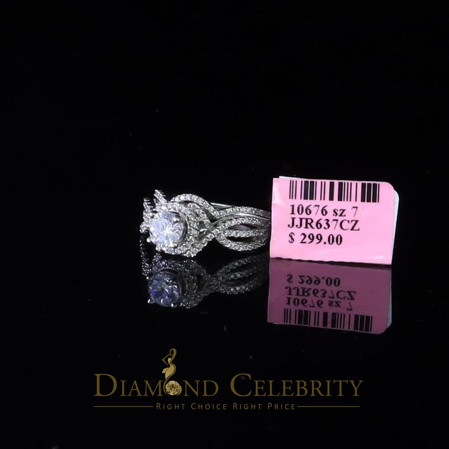 DiamondCelebritees 1.20ct Cubic Zirconia White 925 Silver Men's/ Women 2PC Bridal Rings Size 7