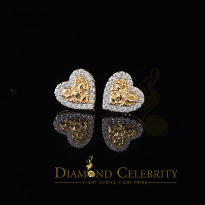 DiamondCelebritees 1.50ct Moissanite Yellow 925 Sterling Silver Women's Heart Shape Nugget Earrings