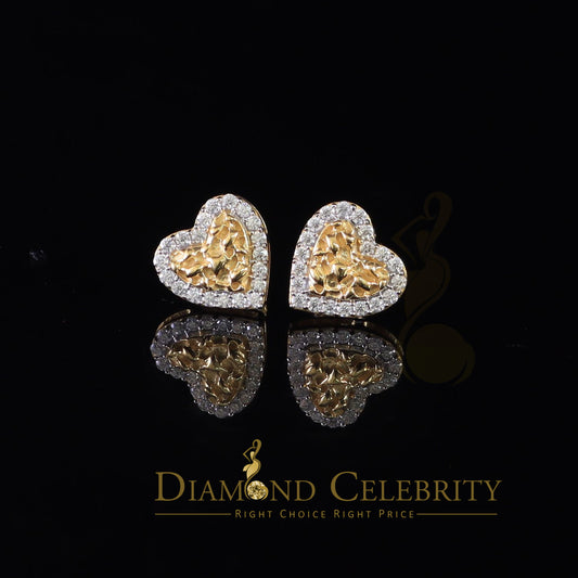 DiamondCelebritees 1.50ct Moissanite Yellow 925 Sterling Silver Women's Heart Shape Nugget Earrings