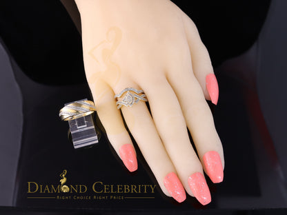 DiamondCelebritees 0.33CT Real Diamond Men's SZ 10 & Women's SZ 7 Trio Sterling Silver Yellow Ring