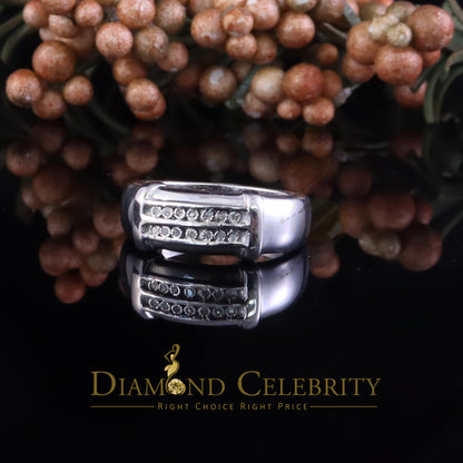 DiamondCelebritees 0.05cts Sterling White Double Row Men's Wedding Band Rings Size 10 In 925 Silver
