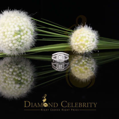 DiamondCelebritees 925 Sterling White Silver Square Cubic Zirconia 1.50ct Bridal Womens Ring Size 7