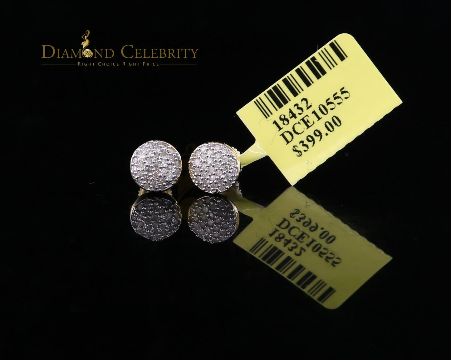 DiamondCelebritees 0.33 ct Diamond 925 Sterling Silver Yellow For Men's / Women's Round Earrings