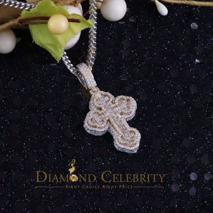 Diamondcelebritees  New Buttony Cross 925 Silver White 4.50ct VVS D Moissanite Pendant Men's/Womens