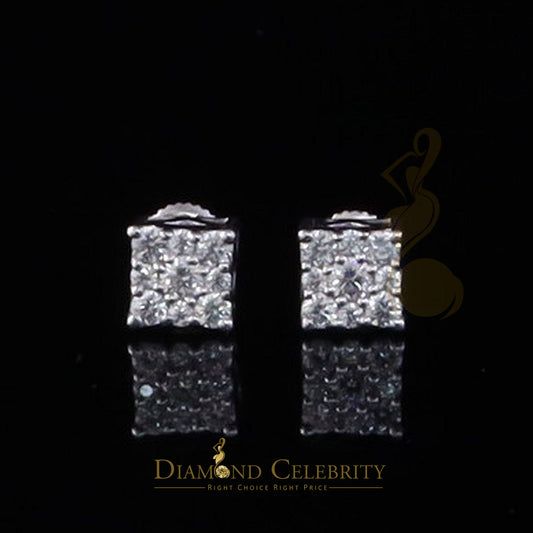 Diamondcelebritees New Women's/Men's 925 Silver White 1.00ct VVS D Moissanite Square Stud Earrings