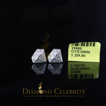 DiamondCelebritees 0.10 ct Silver Diamond White For Mens & Womens Hip Hop Stud Earring 925 Sterling
