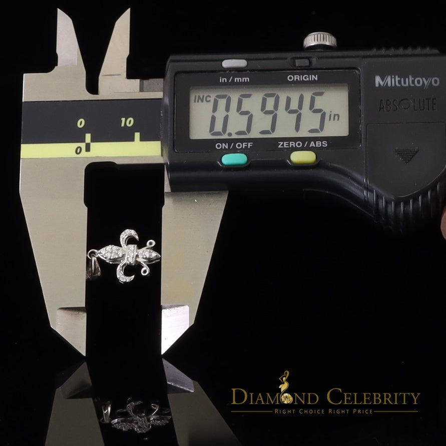 DiamondCelebritees Beautiful Sterling Silver Fleur De Lis White Pendant with 0.17ct Cubic Zirconia