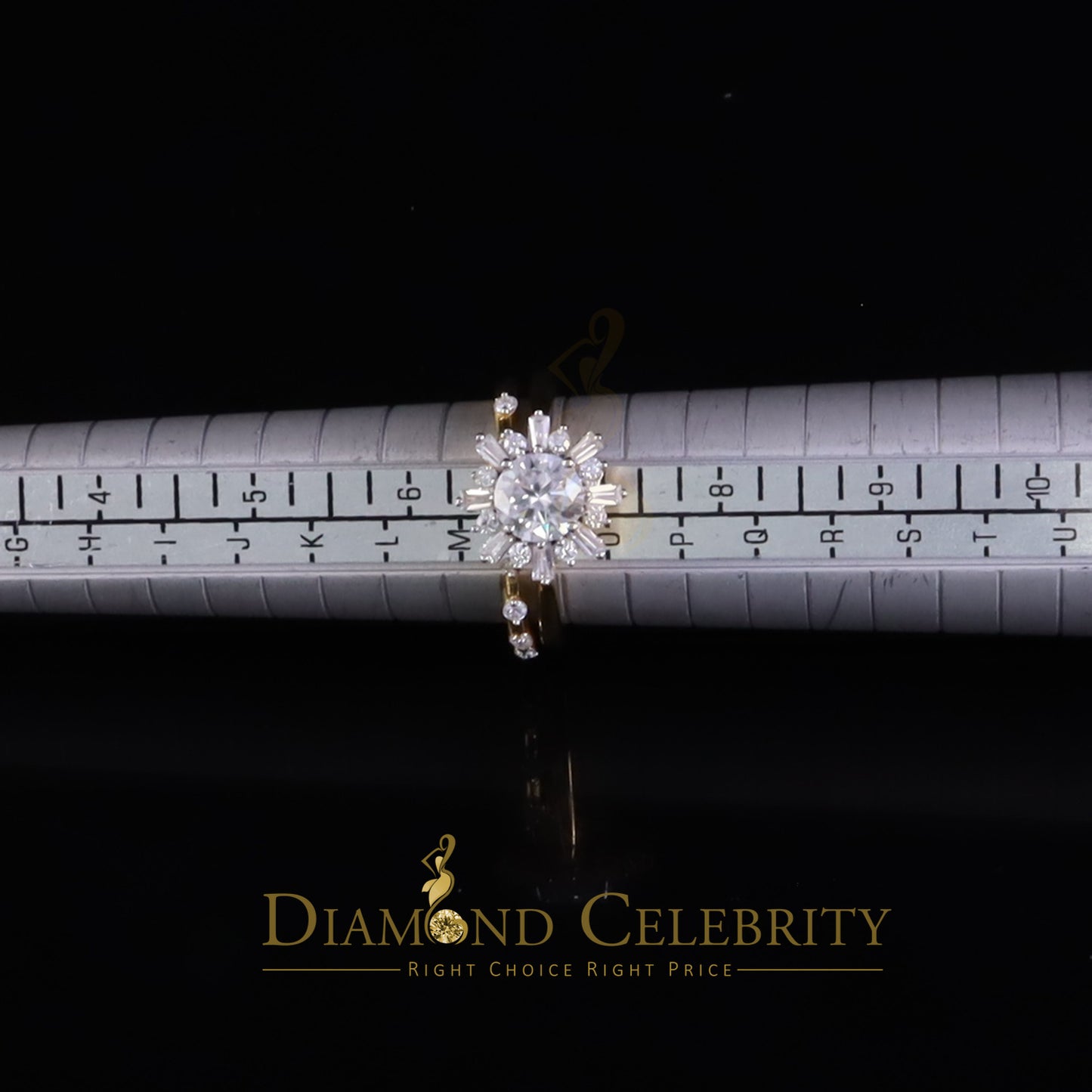 DiamondCelebritees New Solitaire Bridal Yellow Silver 1.25ct VVS D Moissanite Ring SZ 7 for Women