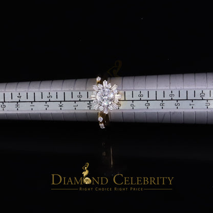DiamondCelebritees New Solitaire Bridal Yellow Silver 1.25ct VVS D Moissanite Ring SZ 7 for Women