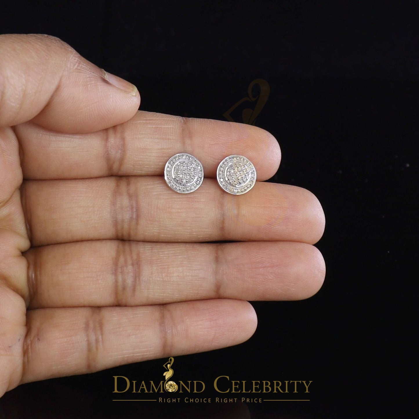 DiamondCelebritees 0.25ct Diamond 925 Sterling Silver White For Men's / Women's Round Earrings