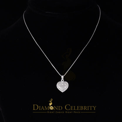 DiamondCelebritees  Real 0.25ct Diamond 925 Sterling Silver HEART Charm Necklace Pendant in White