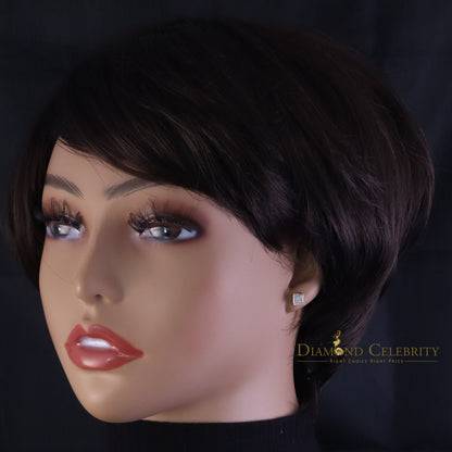 DiamondCelebritees 0.10ct Diamond Stud Earrings For Women Yellow 925 Silver Stud For Men