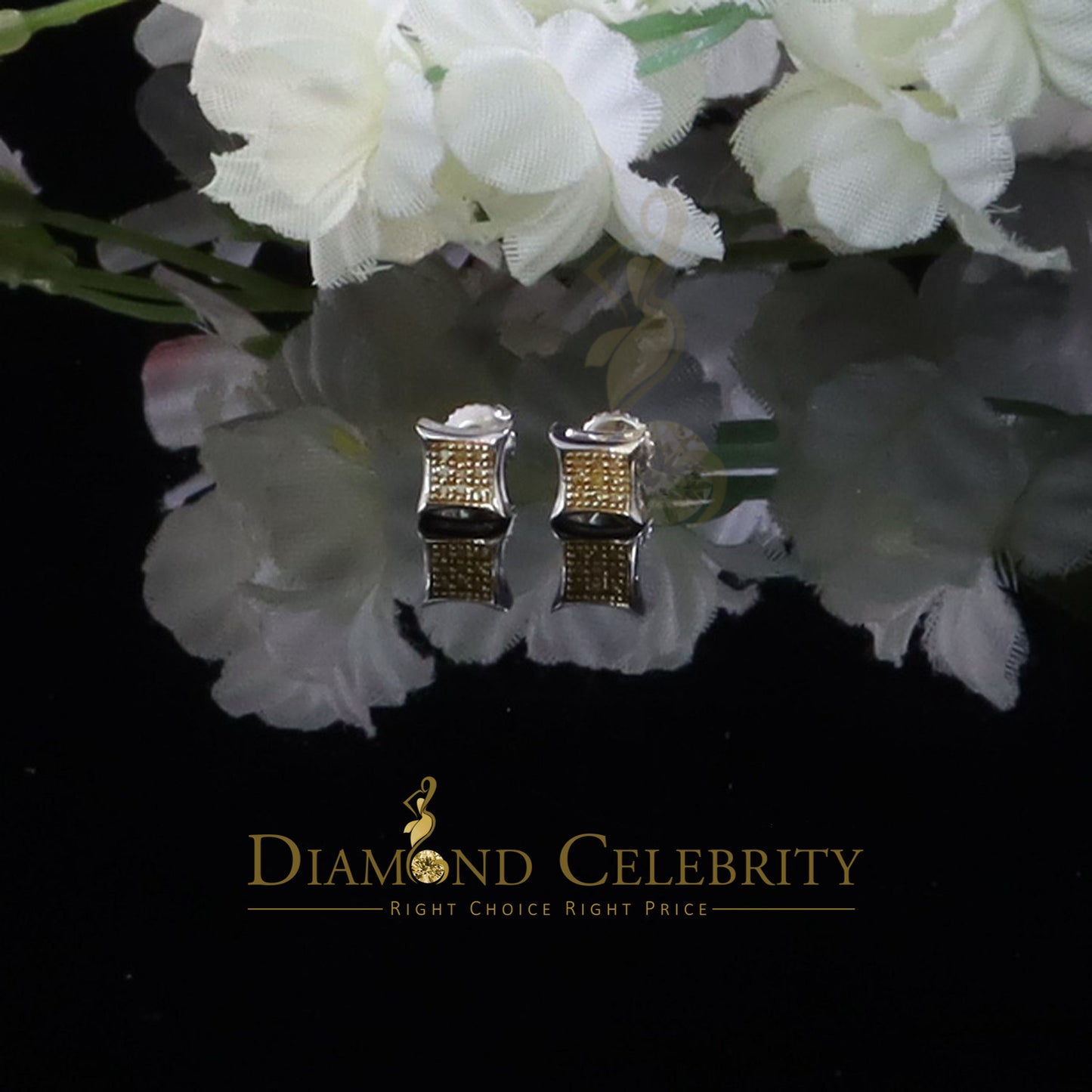 DiamondCelebritees 0.05ct Diamond 925 Sterling Silver White Stud Women's/ Men's Kite Shape Earrings