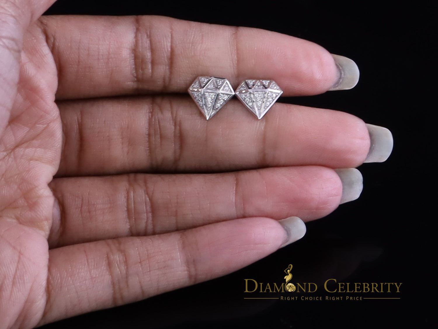 DiamondCelebritees  0.24ct Cubic Zirconia 925 White Silver Women's & Men's Hip Hop Stud Earrings