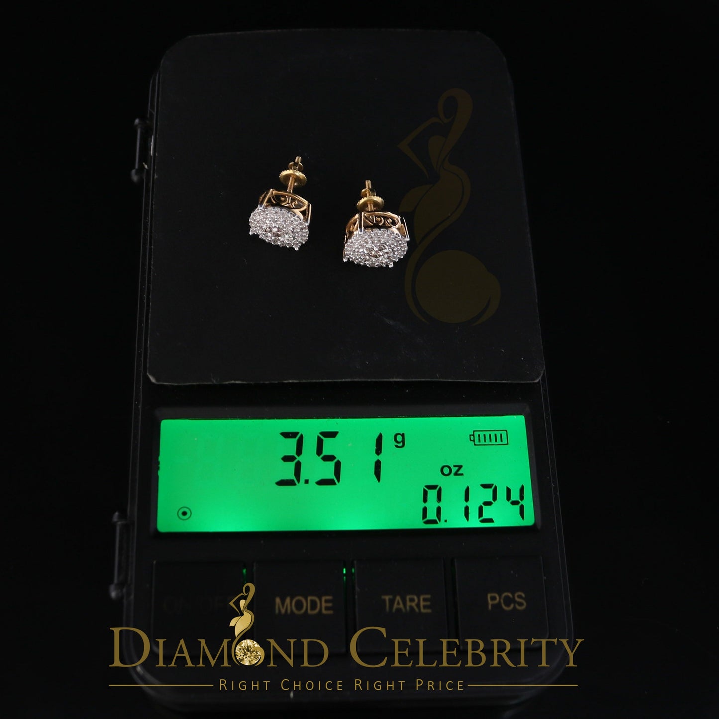 DiamondCelebritees 10K Real Yellow Gold with 0.80CT Real Diamond Men's/Women's Stud Earrings