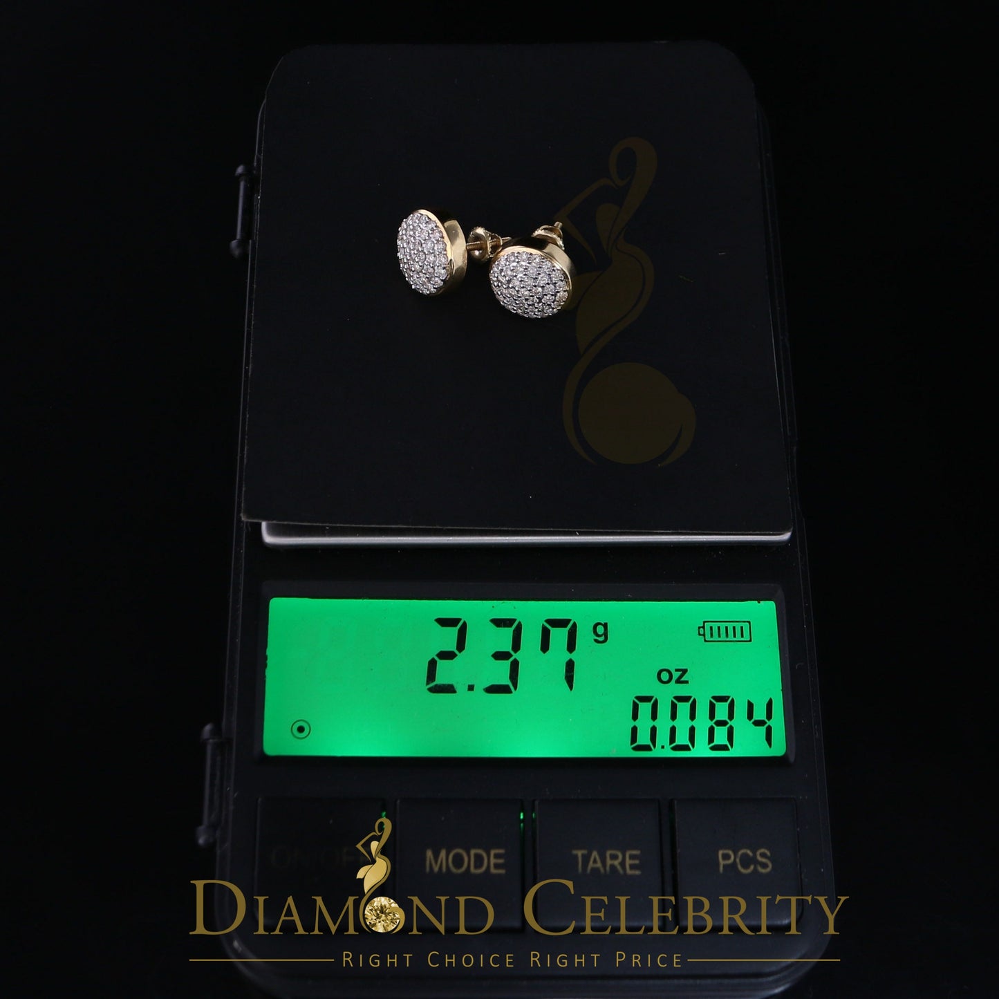 DiamondCelebritees 10K Real Yellow Gold Real Diamond 0.75CT Men's/Women's Stud Round Earring