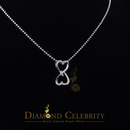 DiamondCelebritees 925 Sterling White Silver Pendant with Dual Heart Shape 0.00ct Cubic Zirconia
