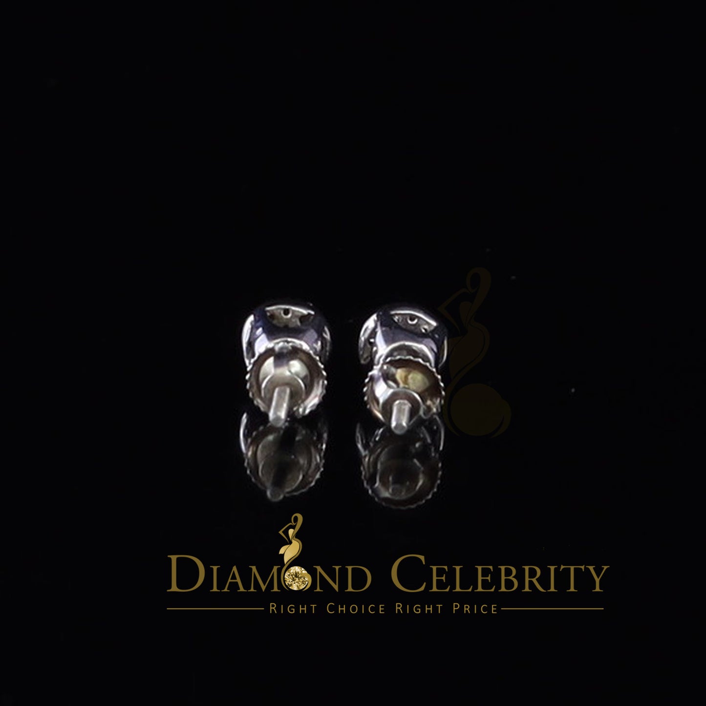 DiamondCelebritees  925 White Silver Aretes Para Hombre 0.30ct Cubic Zirconia Women's Round Earrings