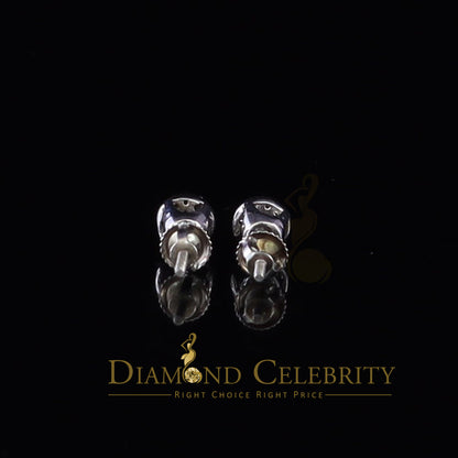 DiamondCelebritees  925 White Silver Aretes Para Hombre 0.30ct Cubic Zirconia Women's Round Earrings