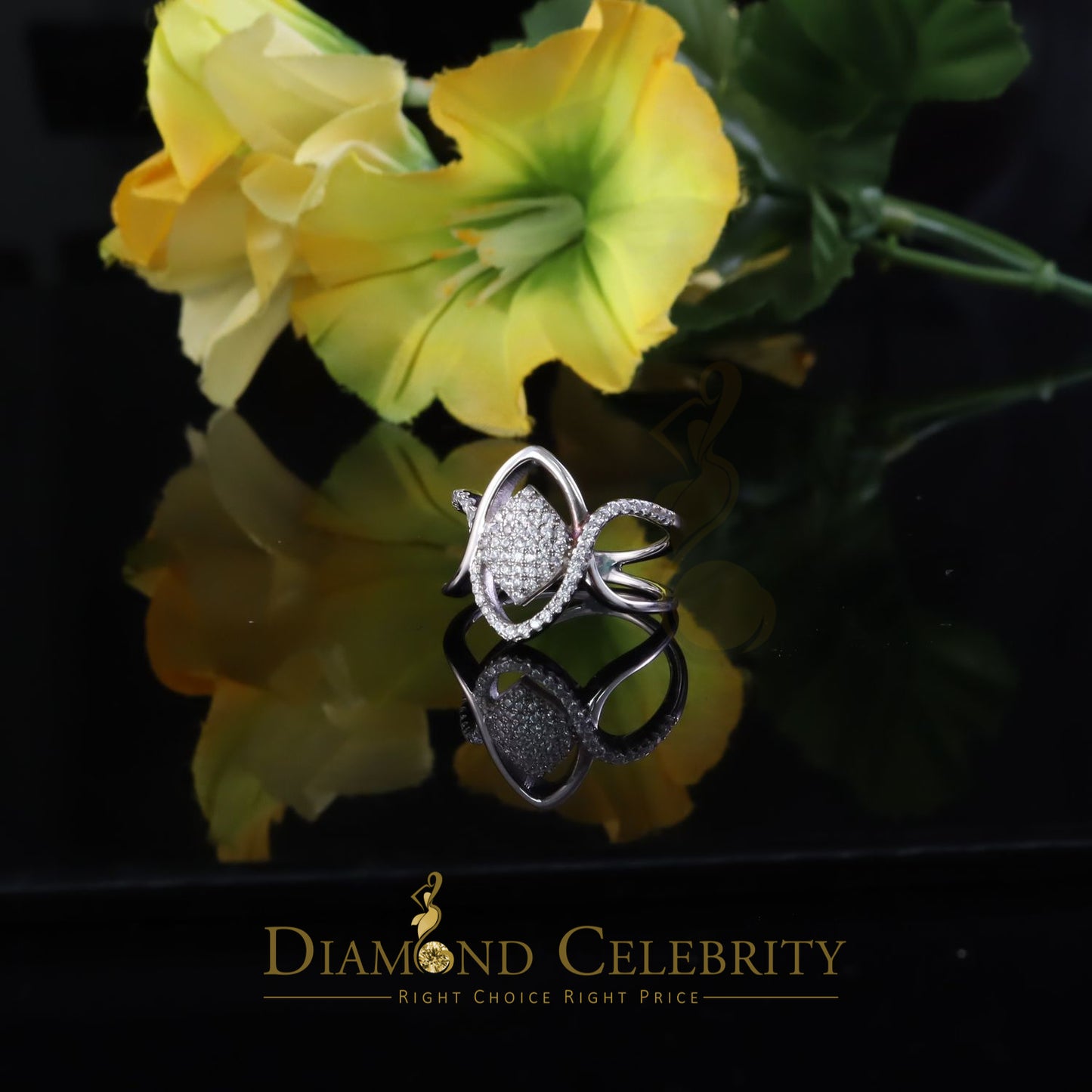 DiamondCelebritees 25 Cubic Zirconia Silver Kite Shape Natural White stones With Womens Ring Size 7