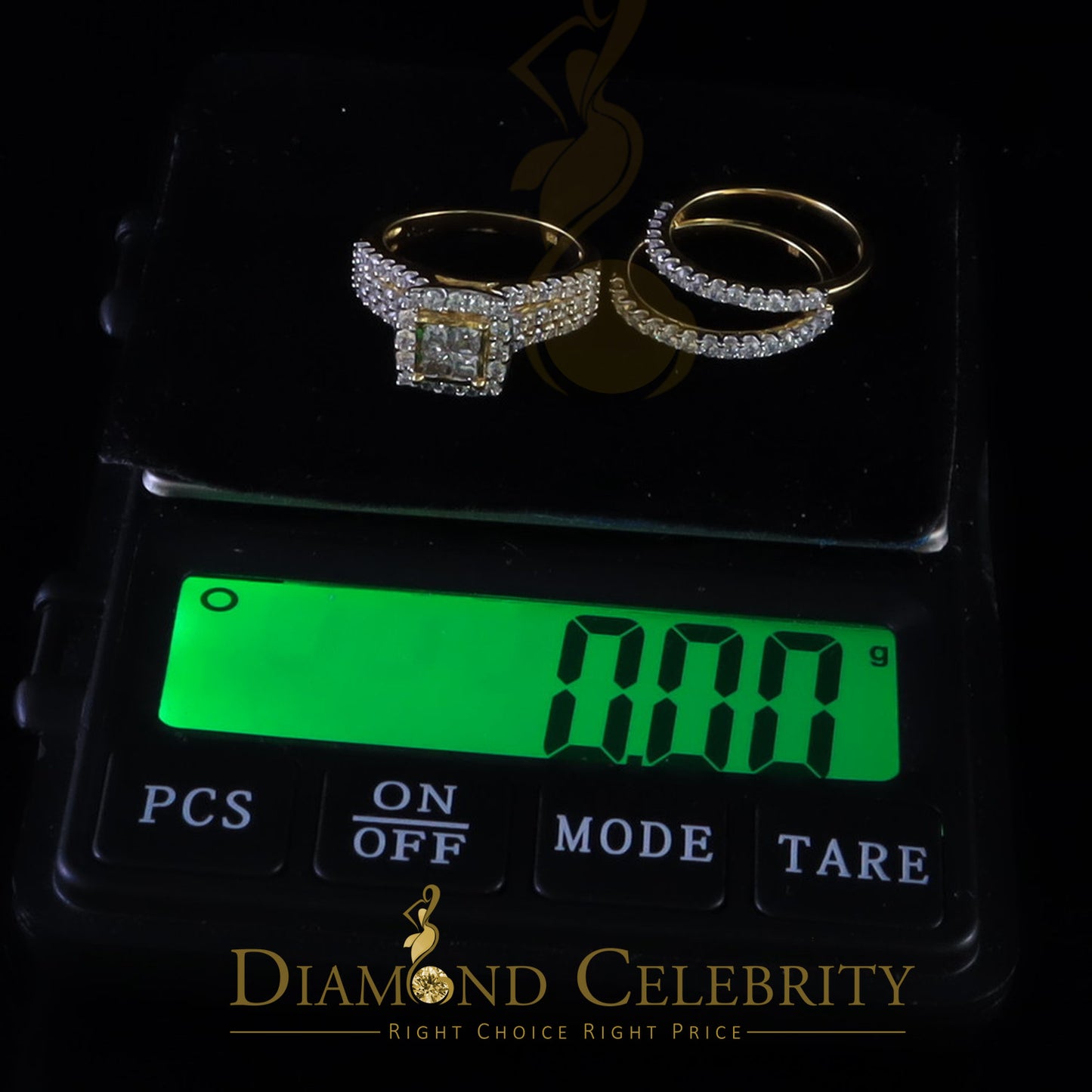 DiamondCelebritees 4.0ct Cubic Zirconia Sterling Yellow Silver Square Bridal Womens Ring Size 7.5