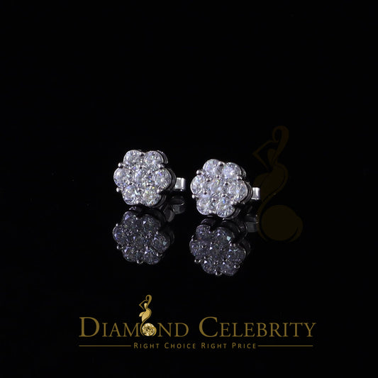 DiamondCelebritees Real Moissanite VVS 'D' Color 2.25 ct 10k Real Yellow Gold Stud FLORAL Earrings