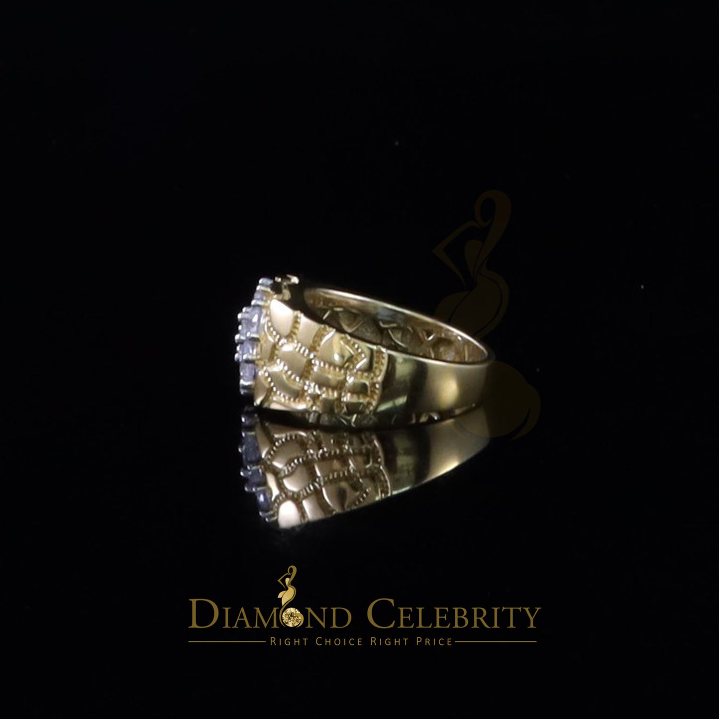 DiamondCelebritees 925 Yellow Sterling Silver 2.34ct Cubic Zirconia Promise Flower Ring Size 9