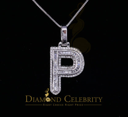 DiamondCelebritees White Bugutte Initial All Alphabet Sterling Silver Pendant with Cubic Zirconia