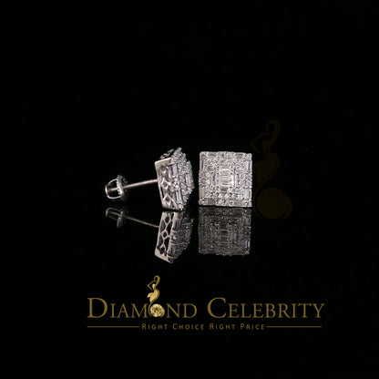 DiamondCelebritees  White 925 Sterling Silver 0.72ct Cubic Zirconia Hip Hop Women's Square Earrings