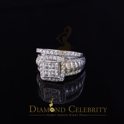 DiamondCelebritees 3.89ct Cubic Zirconia Sterling White Silver Square Engagement Womens Ring Size 7