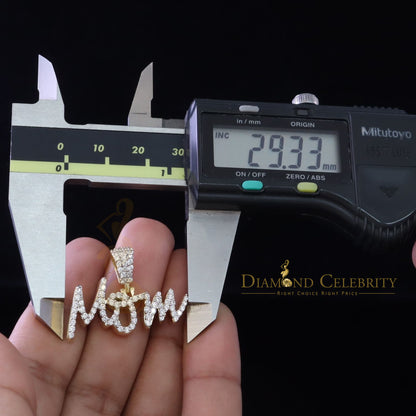 DiamondCelebritees Yellow 925 Sterling 925 Silver 0.90ct MOM Letter Pendant Cubic Zirconia Stone