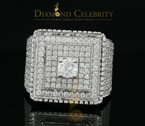 DiamondCelebritees Men's 6.25ct Cubic Zirconia White Silver Round Adjustable Ring From SZ 11 to 13