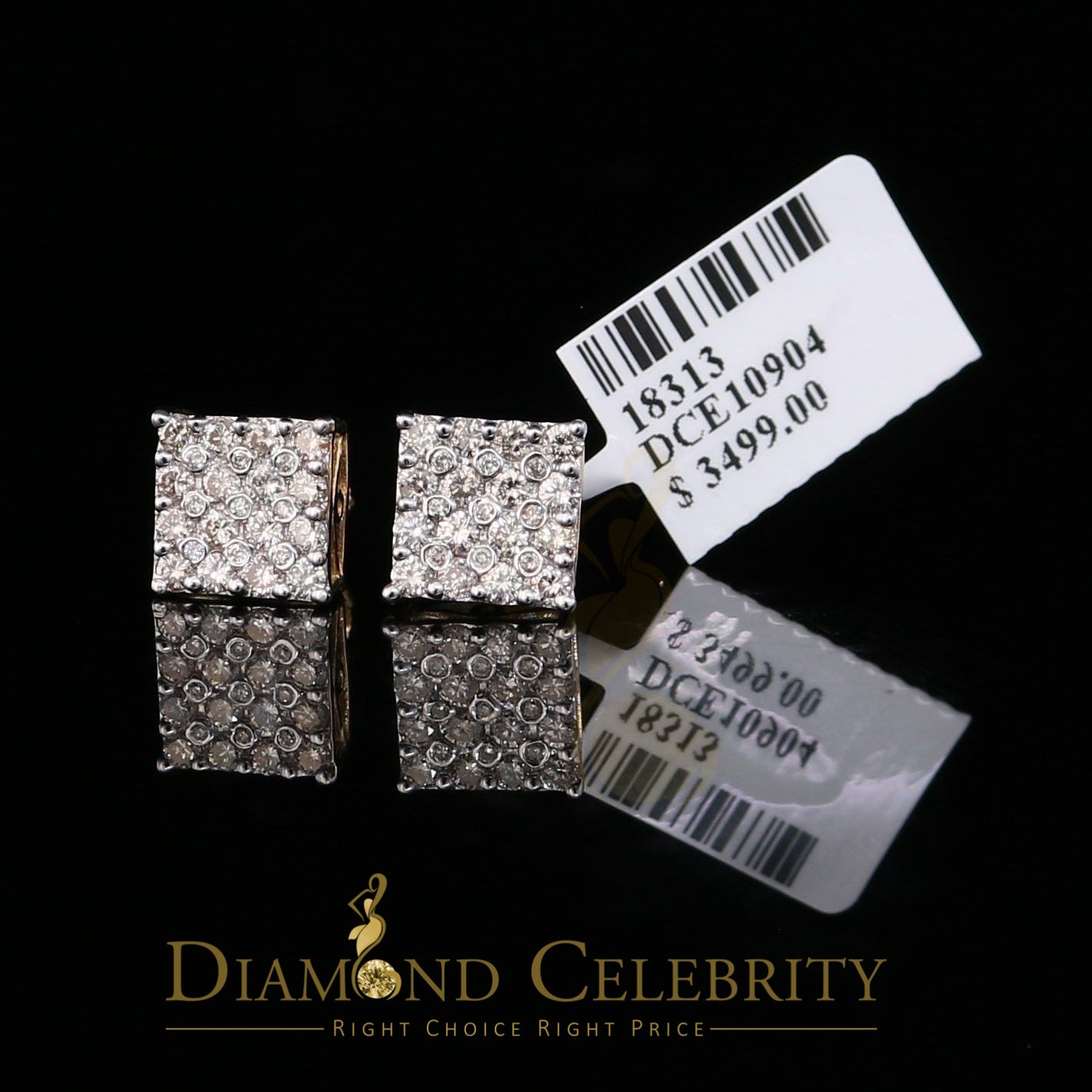 DiamondCelebritees 10K Real Yellow Gold with 1.00CT Real Diamond Men's/Women's Stud Earrings