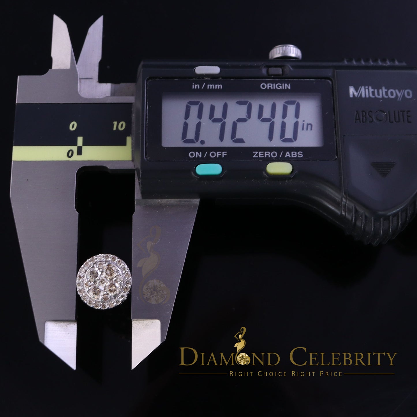 DiamondCelebritees 10K Real White Gold Real Diamond 1.25CT Men's/Women's Stud Round Earring