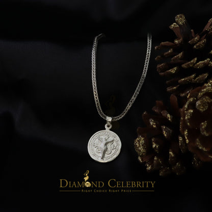 DiamondCelebritees Double Side Jesus & Benedict Men's/Women's Pendant Religious 925 Sterling Silver