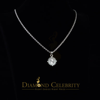 DiamondCelebritees 925 Sterling Silver Circle Lady Guadalupe Men's/Women's Pendant White Religious