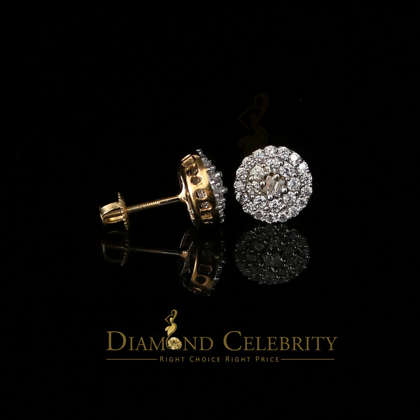 DiamondCelebritees  925 Yellow Sterling Silver 1.86ct Cubic Zirconia Round Women's Stud Earrings