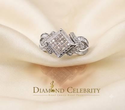 DiamondCelebritees 0.50 CT Real Diamond 925 Silver White Cinderella Womens Ring Size 7