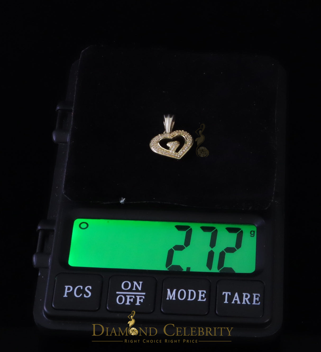 DiamondCelebritees Promising Yellow Sterling Silver Heart Pendant with 2.38 Grams w/ Cubic Zirconia