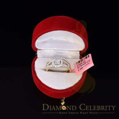 DiamondCelebritees 925 Sterling Yellow Silver Square 1.50ct Cubic Zirconia Womens Ring Size - 9